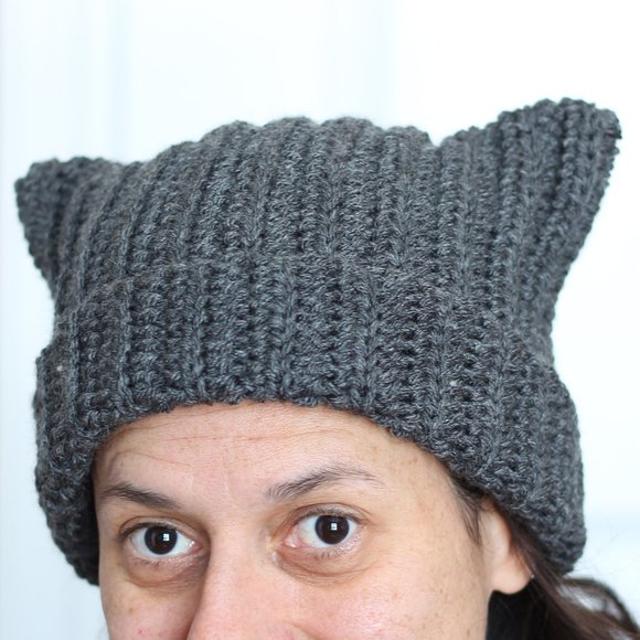 Cute Cat Ear Beanie - Handmade Crochet Cat Hat - Kitty Winter Hat - Picture 6 of 7